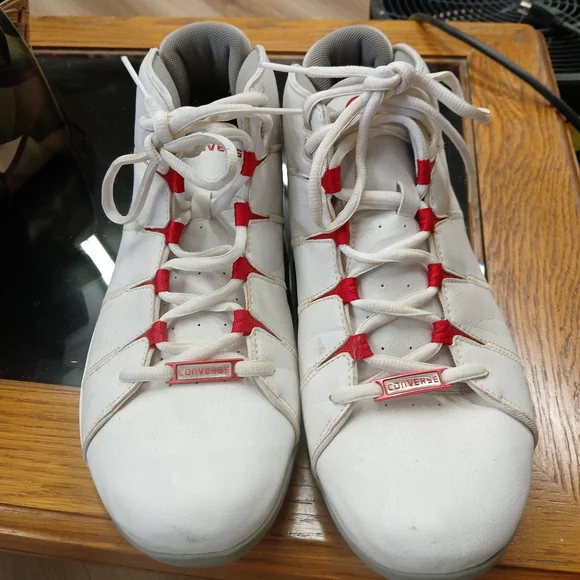Converse White and Red High-Top Sneakers